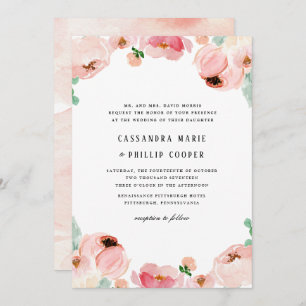 Suite rose de faire-part de mariage de pivoines