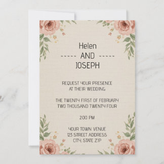Suite Rustique Floral Faire-part de mariage Dusty 