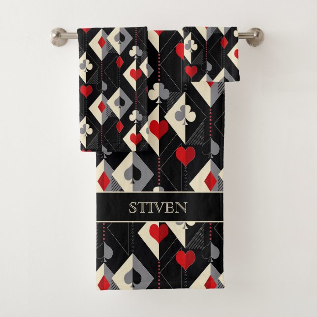 Suits of playing cards in poker.  bath towel set (Insitu)