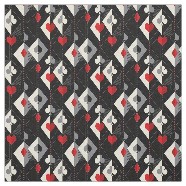 Suits of playing cards in poker.  fabric (Swatch)