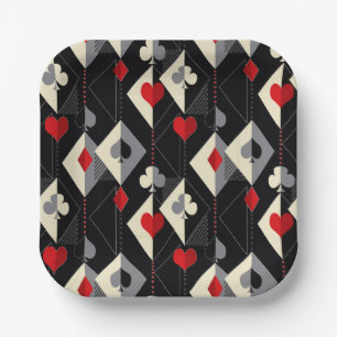Suits of playing cards in poker.  paper plate