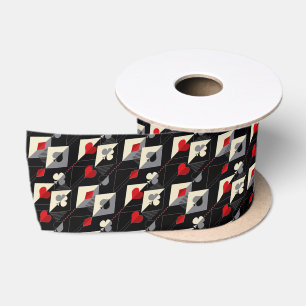 Suits of playing cards in poker.  satin ribbon