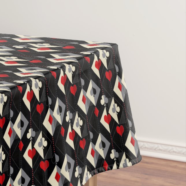 Suits of playing cards in poker.  tablecloth (In Situ)
