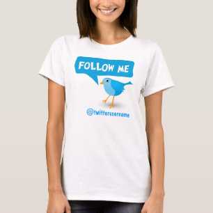 Suivez-moi le T-shirts des femmes bleues d'oiseau