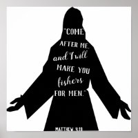 Suivez-moi Matthieu 4:19 Christian Jesus Poster