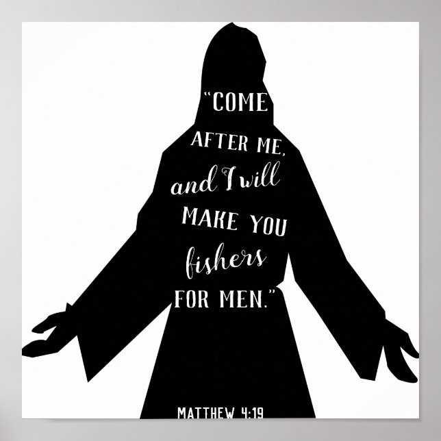 Suivez-moi Matthieu 4:19 Christian Jesus Poster (Devant)