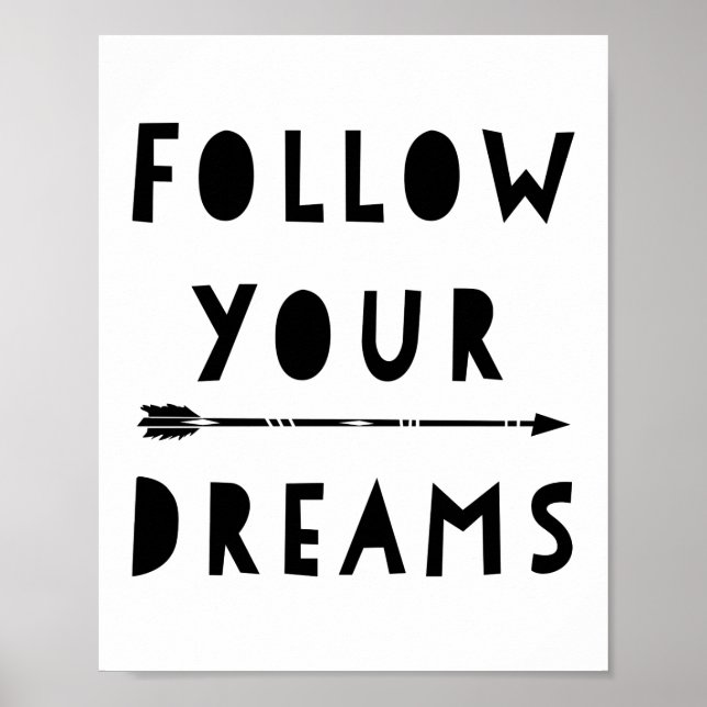 Suivre votre affiche de typographie de rêves (Devant)