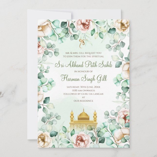 Sukhmani path invitation Akhand Path invite  (Devant)