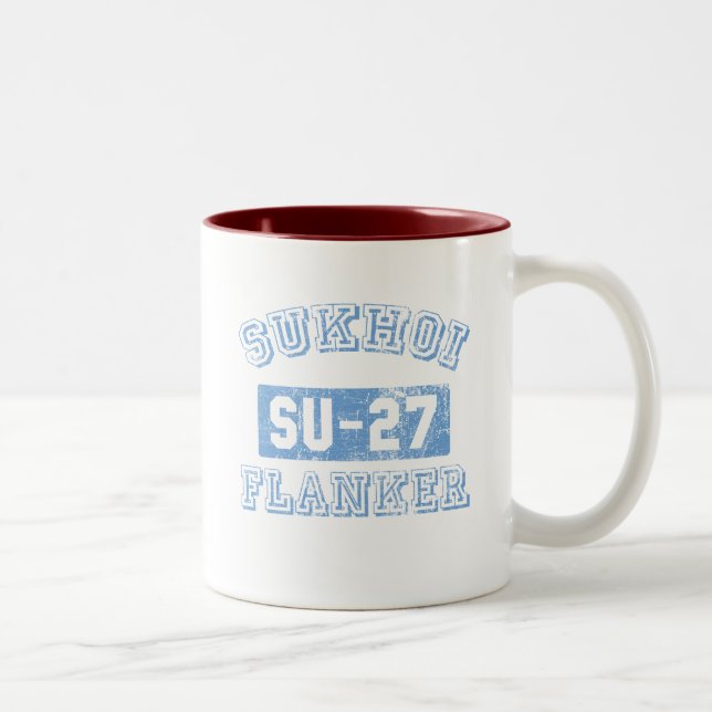 Sukhoi Flanker - BLUE Two-Tone Coffee Mug (Right)