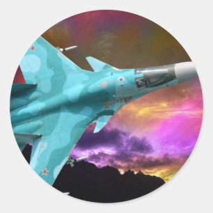 Sukhoi Su-47 (S-37) Berkut Supersonic Jet Fighter Classic Round Sticker