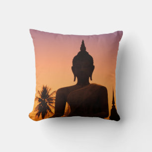 Sukhothai, Wat Mahathat At Sunset Throw Pillow