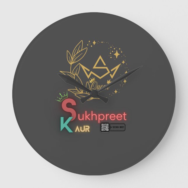 Sukhpreet Kaur Custom Wall Clock | Elegant Design (Front)