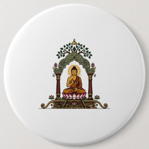 Sukiti Dhamma Meditative Icon: Minimalist Buddha A 6 Inch Round Button