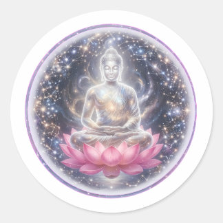Sukiti Peaceful Lotus Meditation Art Decal Classic Round Sticker