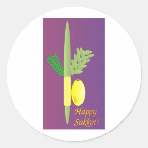 Sukkot 4 minim classic round sticker