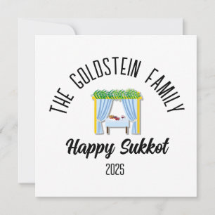 Sukkot Jewish Holiday Personalized Family Name Card