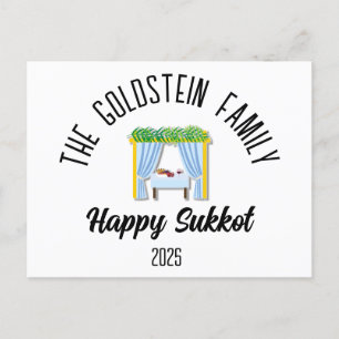 Sukkot Jewish Holiday Personalized Family Name Postcard