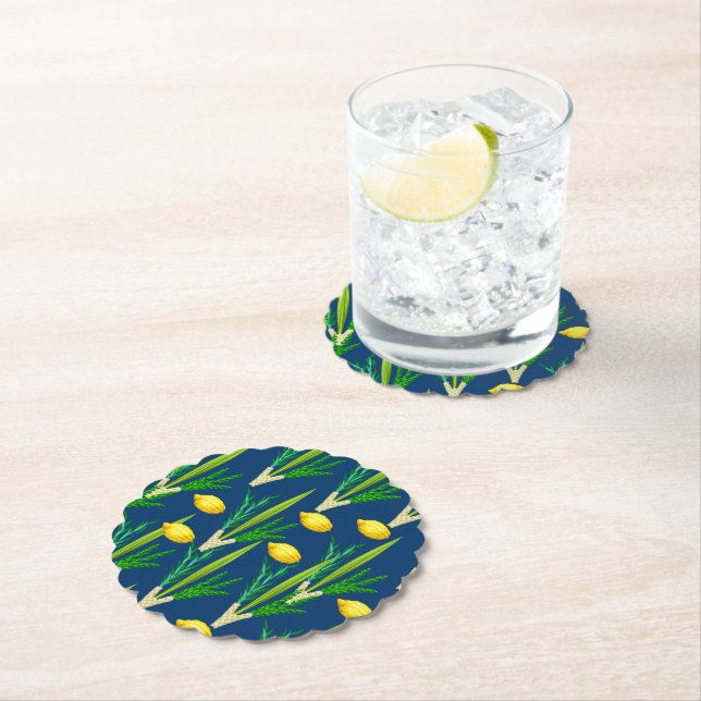 Sukkot Paper Coasters - Judaica - Tableware (Insitu)