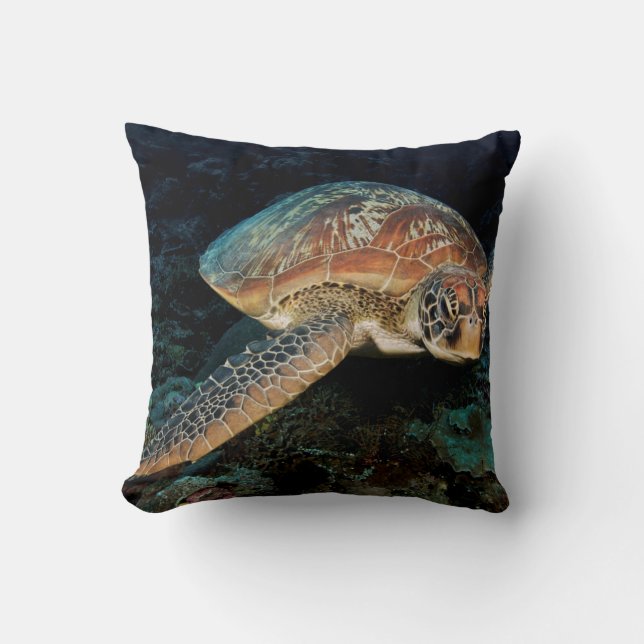 Sulawesi | Green Sea Turtle Throw Pillow (Front)