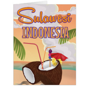 Sulawesi Indonesia vintage style travel poster