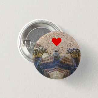 Sulcata Tortoise and Sand with Heart 1 Inch Round Button