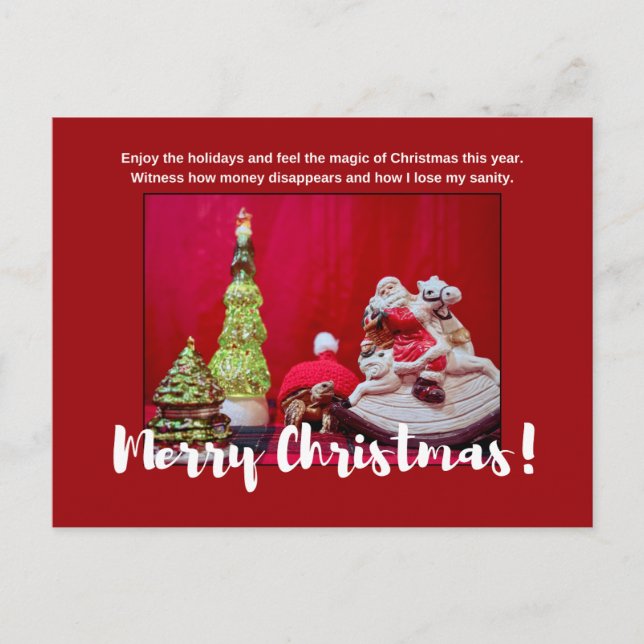 Sulcata Tortoise and Santa Claus Christmas quote Postcard (Front)