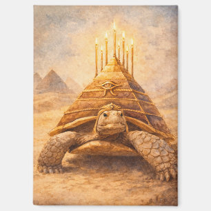 Sulcata Tortoise Egyptian pyramid birthday cake Magnet