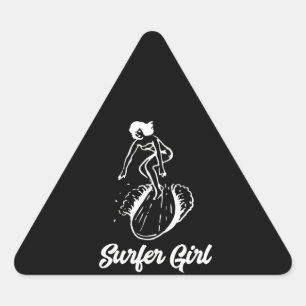 Sulfing Lover Cooler Surfing Girl Triangle Sticker