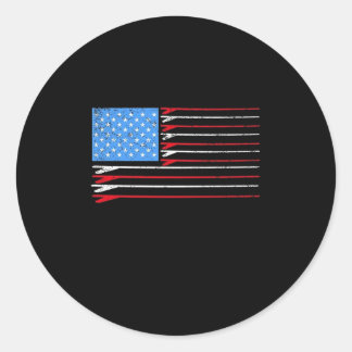 Sulfing Lover| Red Surfboard Lines American Flag Classic Round Sticker