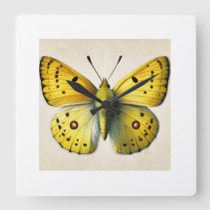 Sulfur butterfly Colias 130924IREF208 - Watercolor Square Wall Clock
