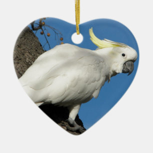 Sulfur crested cockatoo ceramic ornament