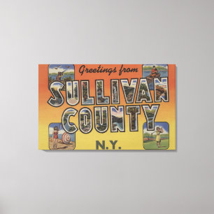 Sullivan County, New York - Large Letter Scenes Canvas Print