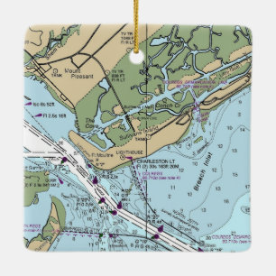 Sullivan's Island South Carolina Chart Ceramic Ornament