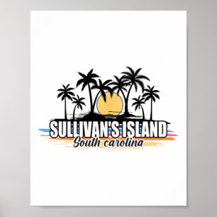 Sullivan's Island South Carolina Retro Surfing Bea Poster