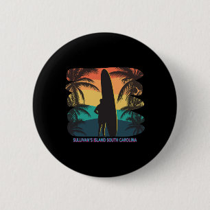 Sullivan's Island South Carolina Sc Palm Tree Surf 2 Inch Round Button