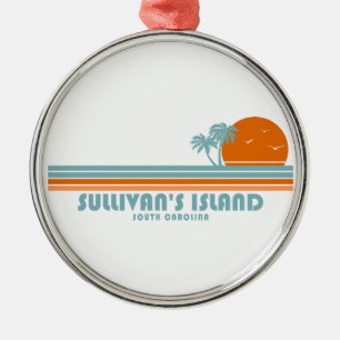 Sullivan's Island South Carolina Sun Palm Trees Metal Ornament