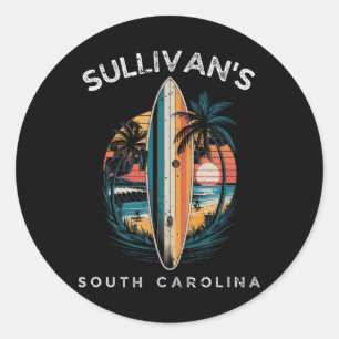 Sullivan's South Carolina Men Women Surfing Classic Round Sticker