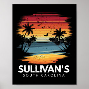 Sullivan's South Carolina Surfboard Surfing Vintag Poster