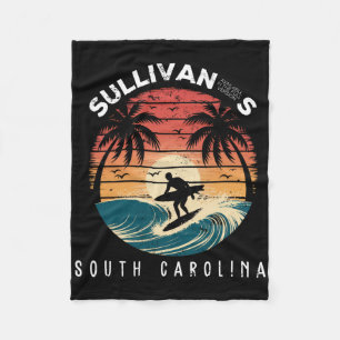 Sullivan's South Carolina Surfboard Waves Beach Fleece Blanket