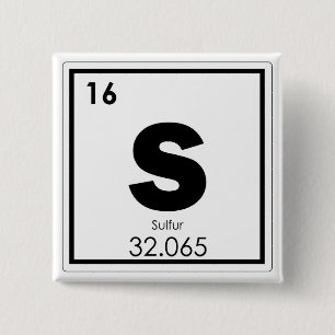 Sulphur chemical element symbol chemistry formula 2 inch square button