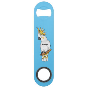 Sulphur-crested cockatoo bird cartoon illustration bar key