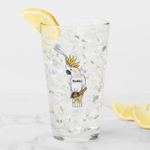 Sulphur-crested cockatoo bird cartoon illustration glass