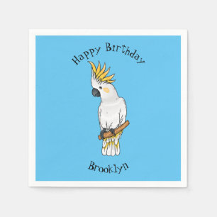 Sulphur-crested cockatoo bird cartoon illustration napkin
