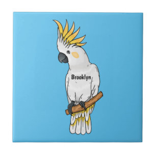 Sulphur-crested cockatoo bird cartoon illustration tile