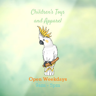 Sulphur-crested cockatoo bird cartoon illustration window cling