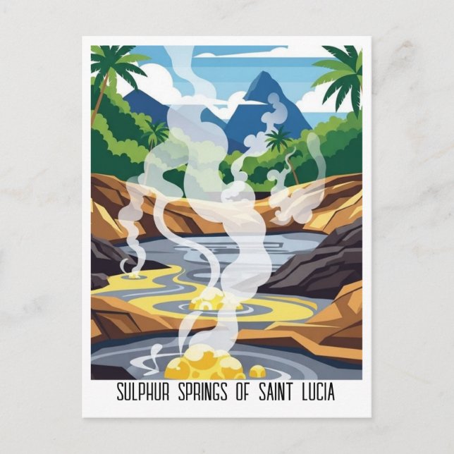 Sulphur Springs of Saint Lucia Travel Postcard (Front)