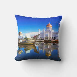 Sultan Omar Ali Saifuddien Mosque Throw Pillow