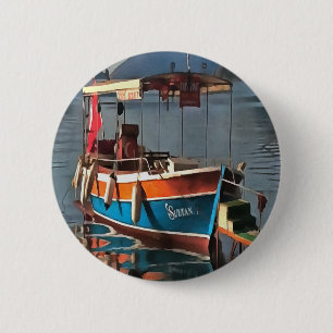 Sultan Taxi Boat Marmaris Nautical Art 2 Inch Round Button