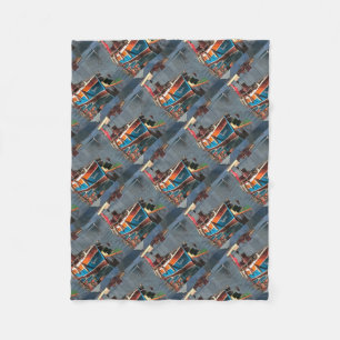 Sultan Taxi Boat Marmaris Nautical Art  Fleece Blanket