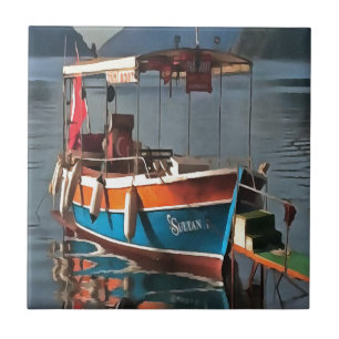 Sultan Taxi Boat Marmaris Nautical Art Tile